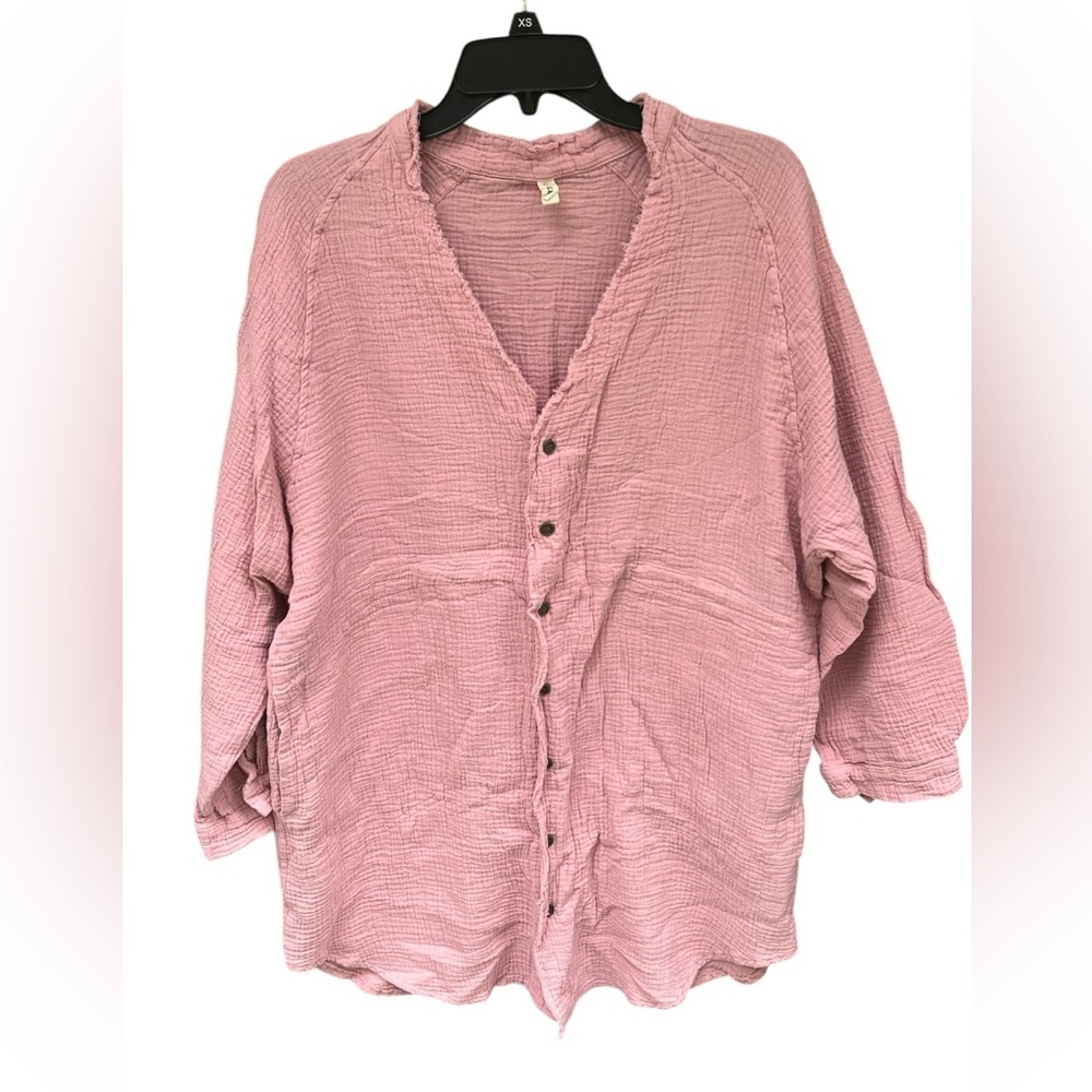 Igenjun Pink Button Front Blouse | Size XL | 100% Cotton - Preloved